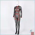 Harness bodystocking set with chain neckband and full body stocking