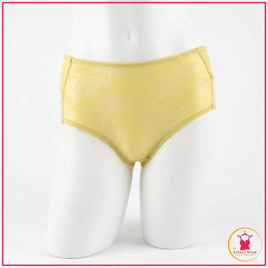Lace Embroidered Cotton Comfort Panty - Yellow