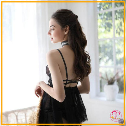 Lace Eyelash Night Dress Lingerie