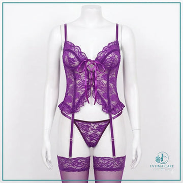 Women's front open lingerie top with coordinated panty and leggings
