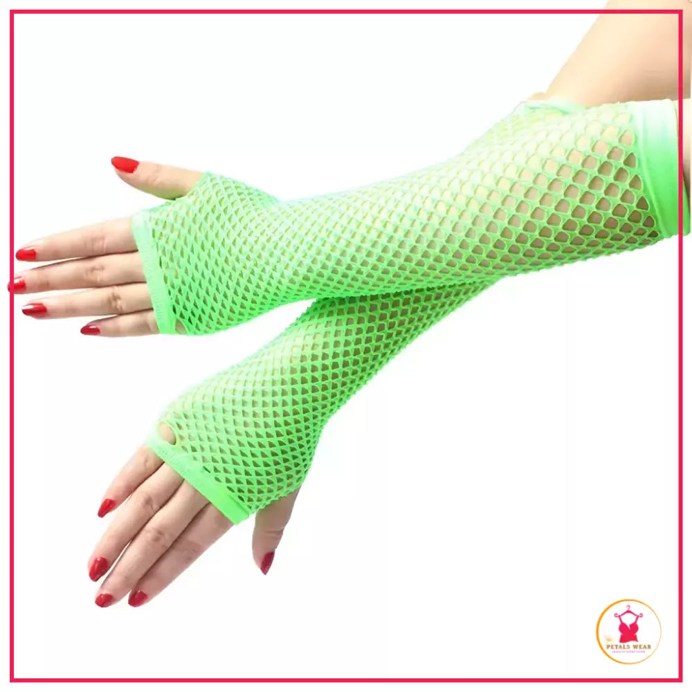 Neon Sexy Fishnet Lace Fingerless Handsleeves