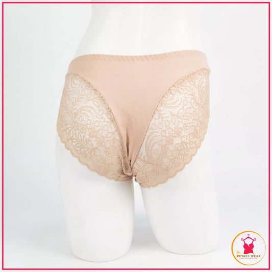 Lace Embroidered Everyday Comfort Panties - Skin