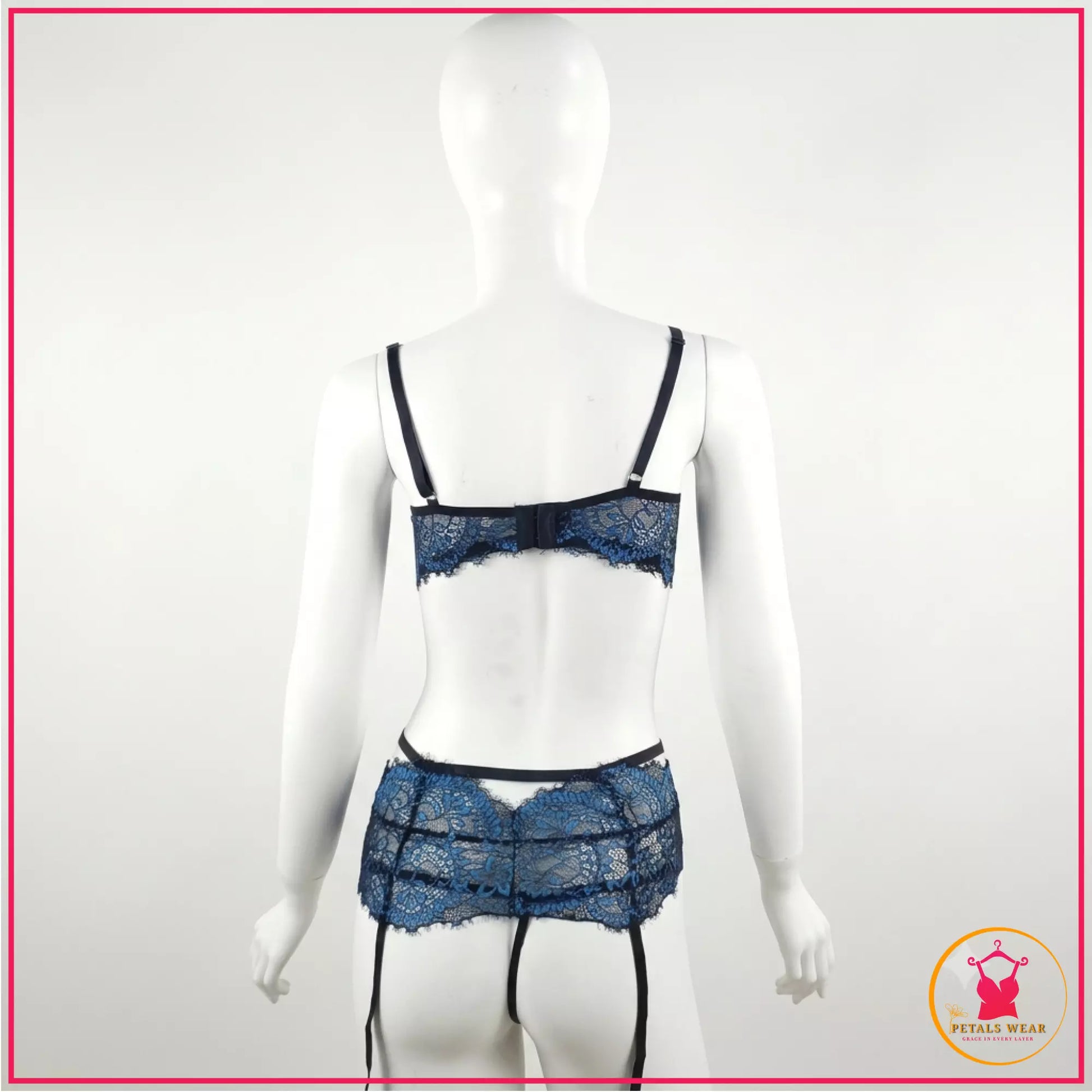 Elegant Floral Lace 3 Piece Lingerie Set for Women
