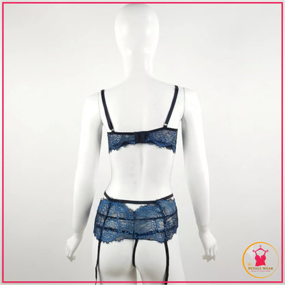 Elegant Floral Lace 3 Piece Lingerie Set for Women
