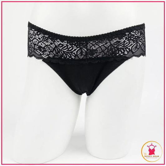 Lace Embroidered Everyday Comfort Panty - Black