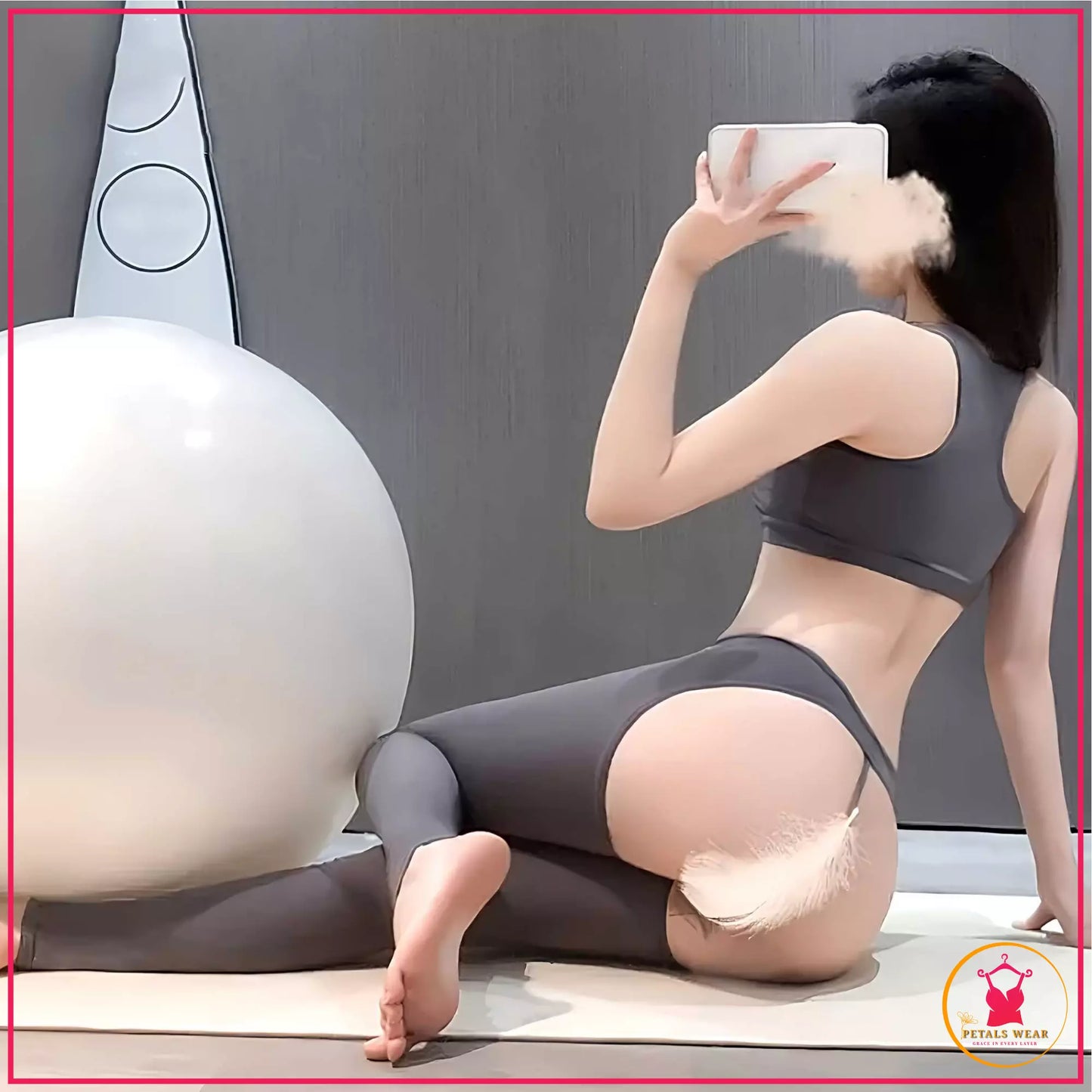 Flirty open crotch yoga lingerie set for women

