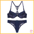 Floral Lace Push-Up Bra Set (Front Open)