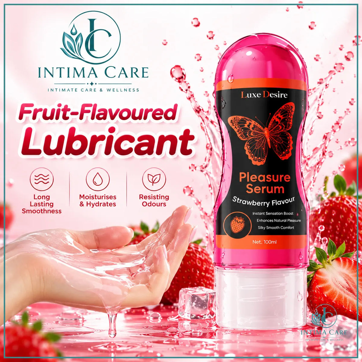 Strawberry Banana and Grapes 100ml water-based personal lubricant collection by Intima Care