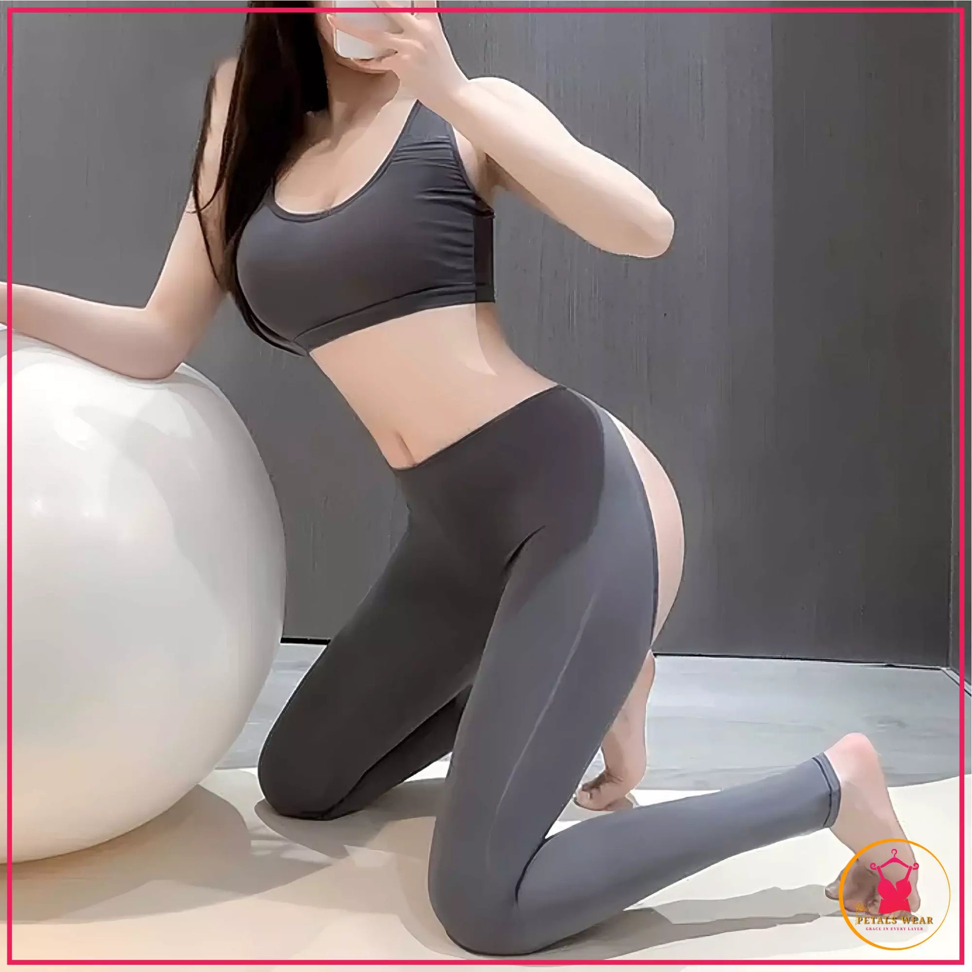 Stretchable open crotch lingerie outfit
