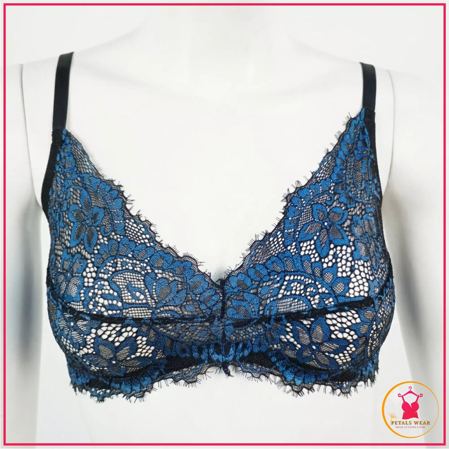 Women's Floral Lace Bra Panty Garter Lingerie Set
