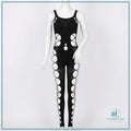 Women's black bodystocking with hollow out design