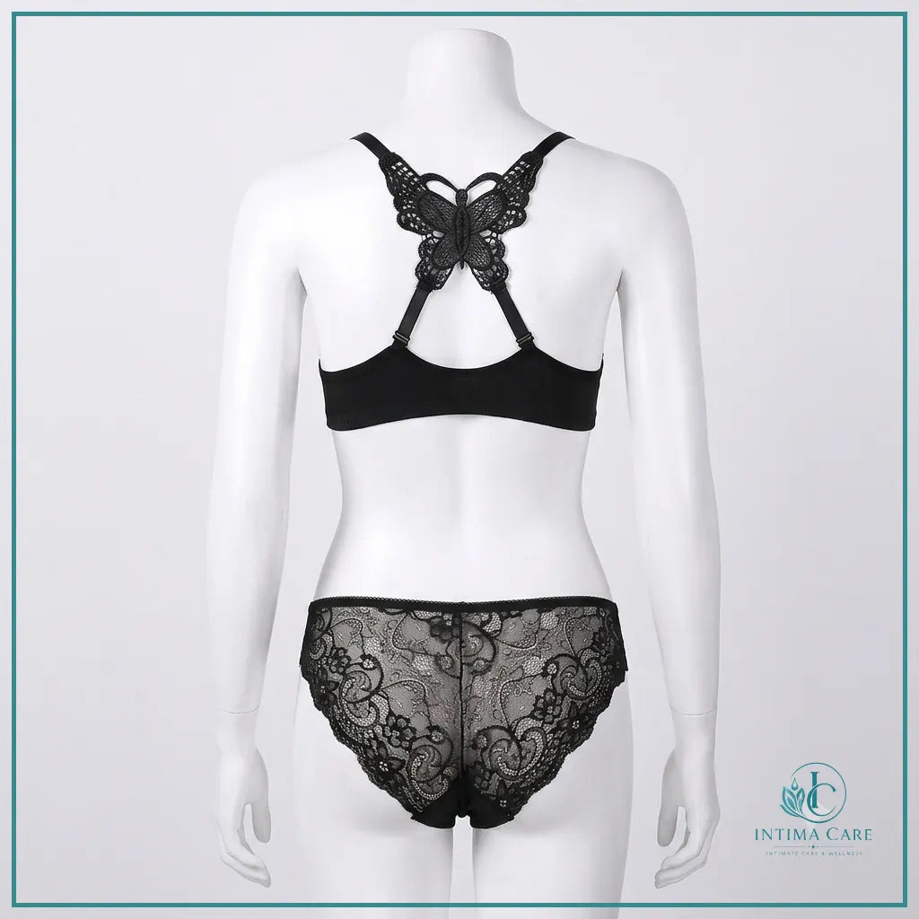 Women's butterfly-inspired floral lace lingerie set for romantic occasions