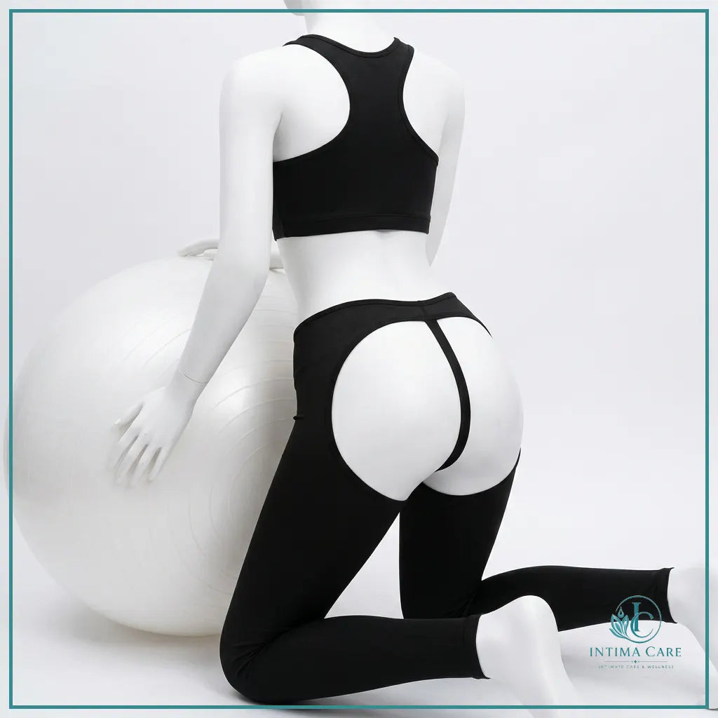 Two-piece yoga-inspired lingerie set featuring top and leggings