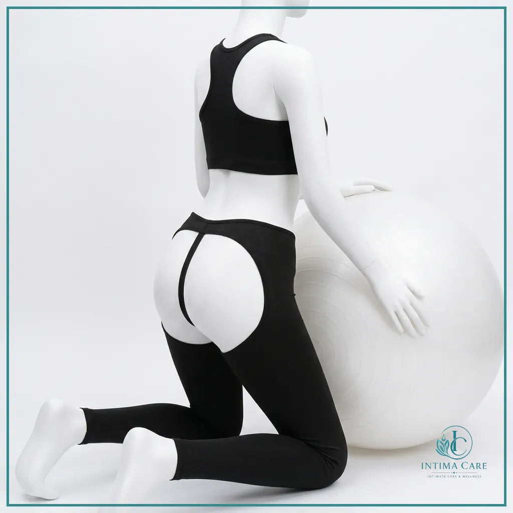 Open crotch leggings and matching top intimate wear set