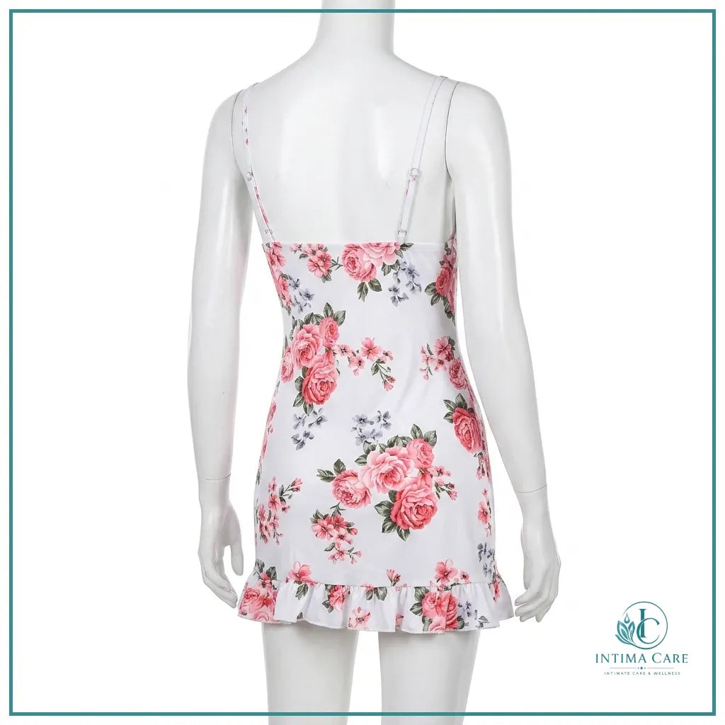 Floral short dress with coordinating T-panty for romantic occasions