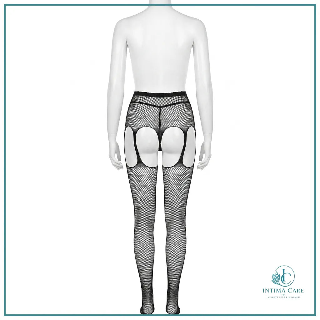 Women's hollow out leggings with a bold garter inspired design