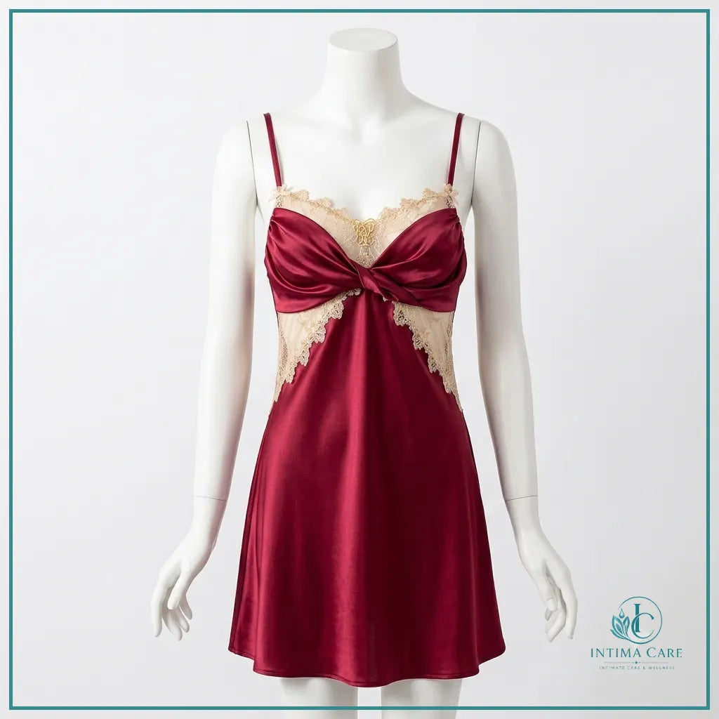 Ice Silk Hollow Lace Nightgown Set for women featuring an elegant lingerie design