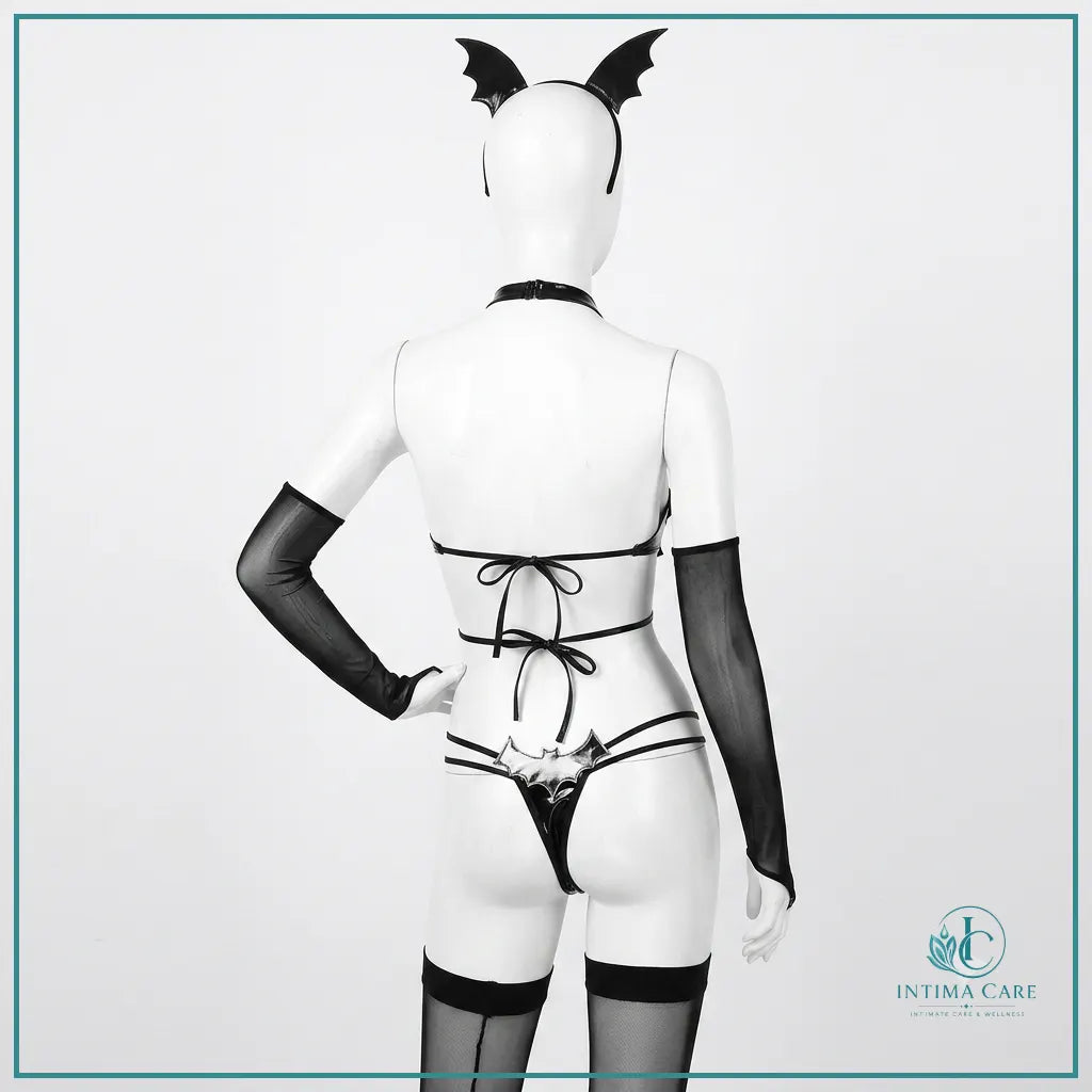 Japanese-inspired lingerie costume featuring top with neckband, panty and accessories