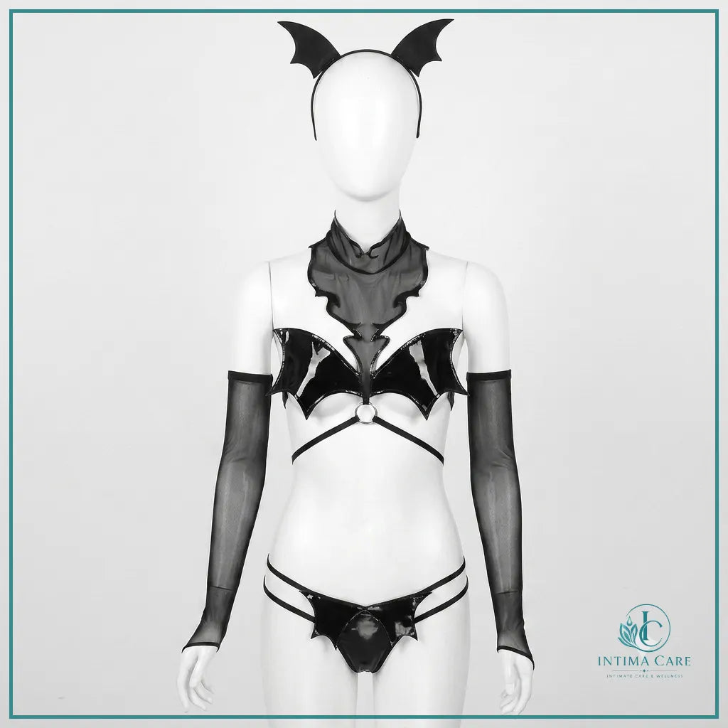 Women's fantasy cosplay lingerie with matching headband and sleeves