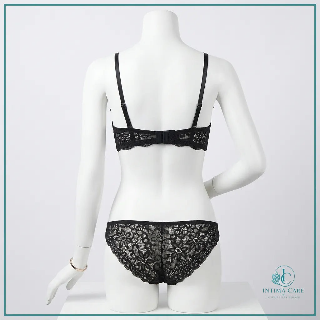 Padded lace bra with matching panty in small medium and large sizes