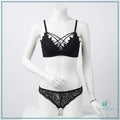 Modern cross-bandage padded bra lingerie with coordinated panty