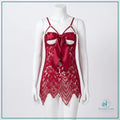 Lace embroidered sheer nightwear with bow detail for women