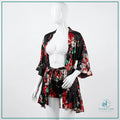 Printed satin bridal three piece nightwear set for women