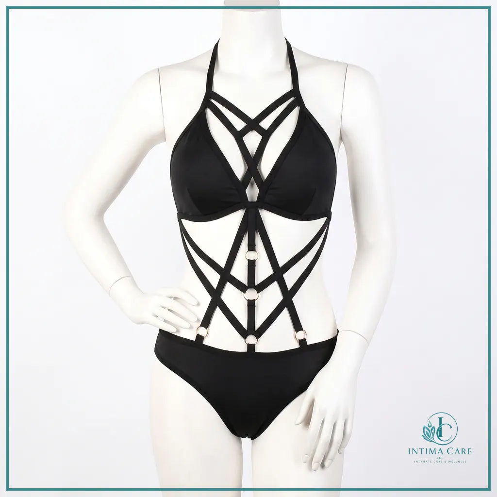 Sexy Cross Strap Mesh Teddy Bodysuit for women
